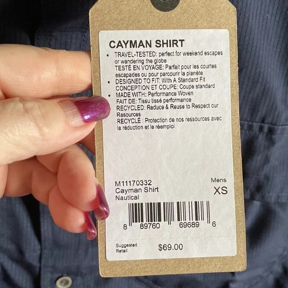 NWT MENSWEAR PRANA CAYMAN SHIRT XS - Picture 9 of 9